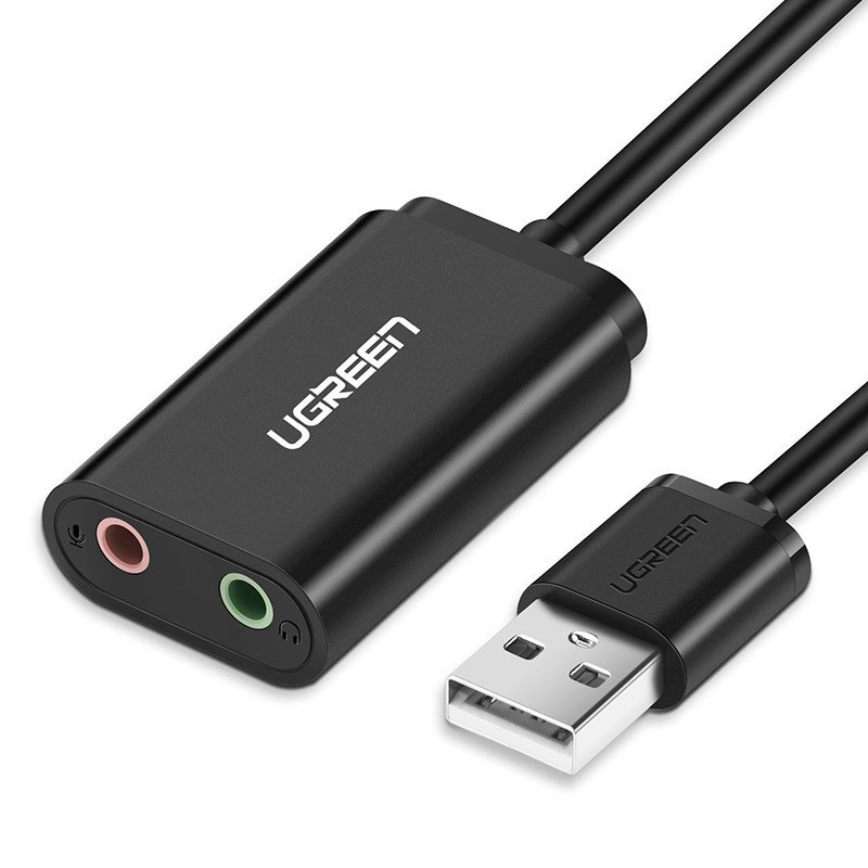 Ugreen external sound card music adapter USB - 3.5 mm mini jack 15cm black  (30724) - B2B wholesaler.hurtel.com